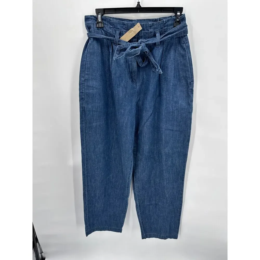 J. CREW NWT Paperbag Tie Waist Ankle Jean Pants in Chambray  // 2